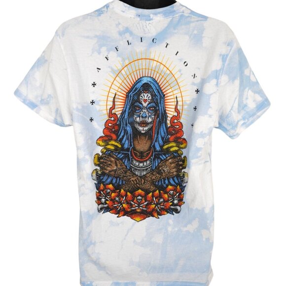 Affliction Sugar Skull T Shirt Mens Size Medium Blue Black Label Rhinestones - Picture 5 of 10